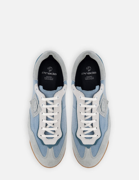 Tenis en textil y piel ante color azul para hombre