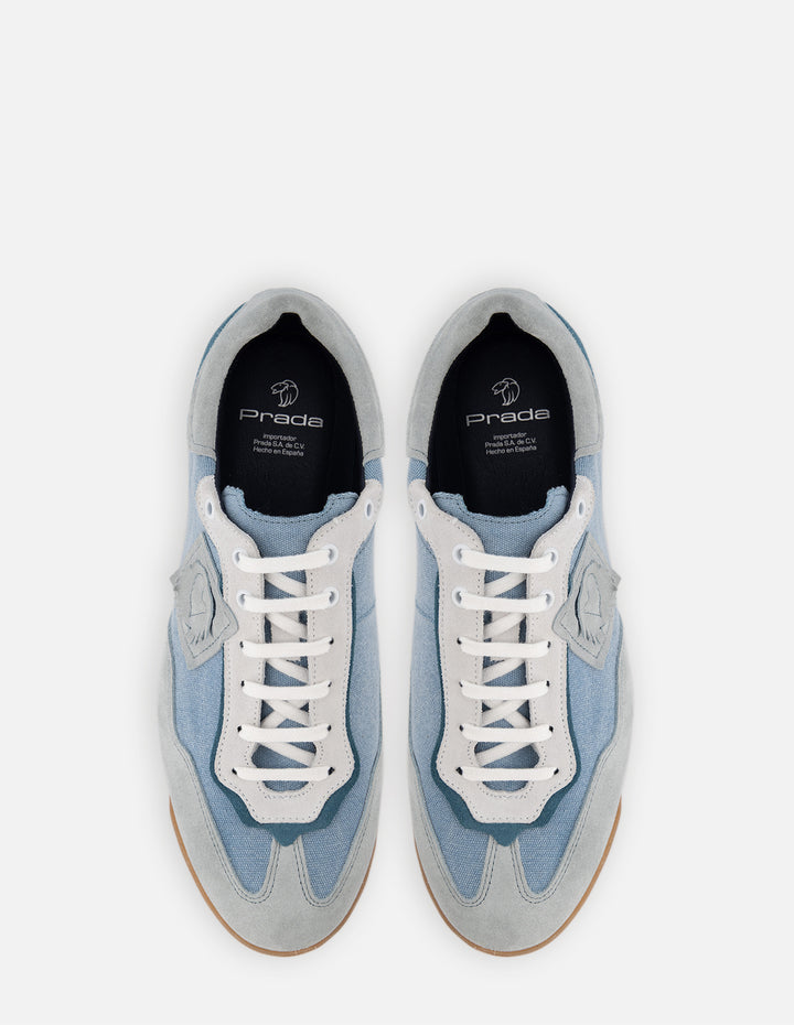 Tenis en textil y piel ante color azul para hombre