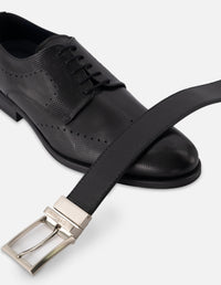 Zapato Blucher +7 cm de altura en piel color negro con picado para hombre