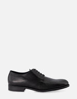 Zapato Blucher en piel color negro con picado para hombre