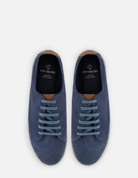 Tenis en piel ante color azul con letras Pd para hombre