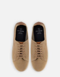 Tenis en piel ante color arena con letras Pd para hombre