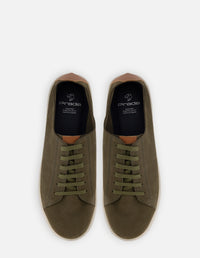 Tenis en piel ante color verde con letras Pd para hombre