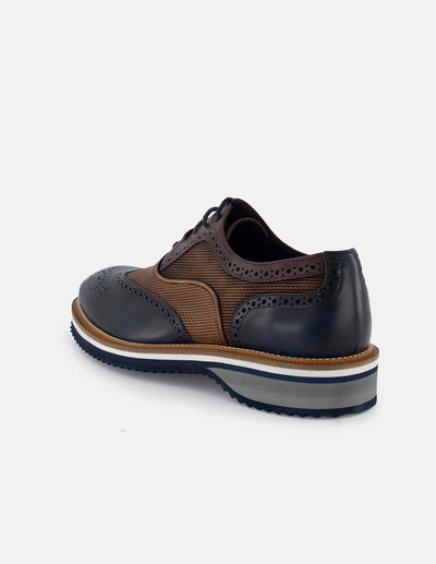 Oxford en piel napa multicolor con sombreado y  picado María para hombre