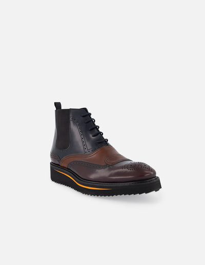 Botin de cordones en piel florantik multicolor con detalle en picado maria y ensombrecidos para hombre