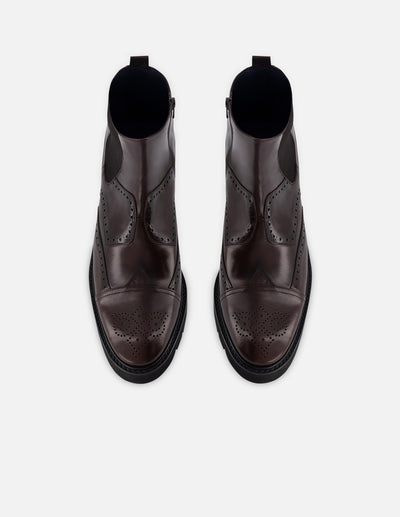 Botín en piel florantik color marrón con detalle en picado maría para hombre