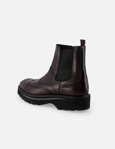 Botín en piel florantik color marrón con detalle en picado maría para hombre