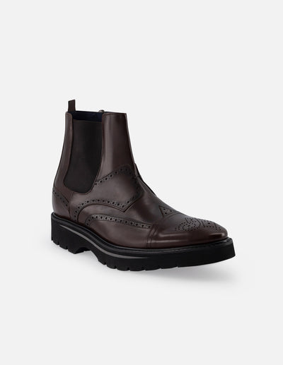 Botín en piel florantik color marrón con detalle en picado maría para hombre