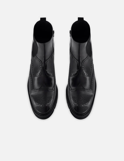 Botin en piel florantik color negro con detalle en picado maría para hombre