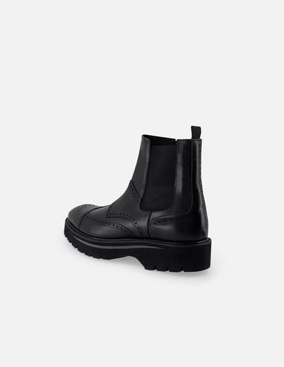 Botin en piel florantik color negro con detalle en picado maría para hombre