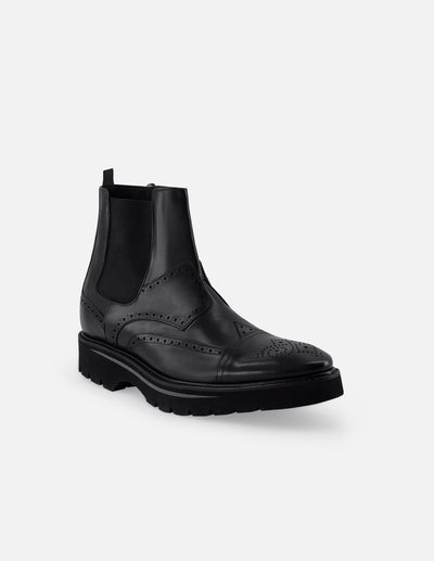 Botin en piel florantik color negro con detalle en picado maría para hombre