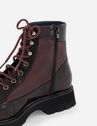 Botín de cordones en piel florantik color vino para hombre