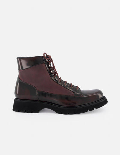 Botín de cordones en piel florantik color vino para hombre