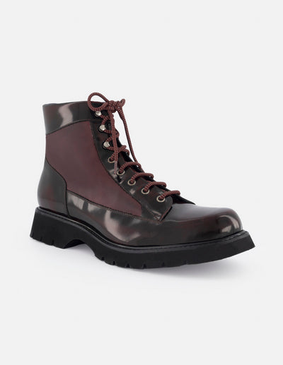 Botín de cordones en piel florantik color vino para hombre