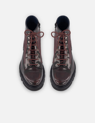 Botín de cordones en piel florantik color vino para hombre