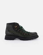 Botín de cordones en piel con grabado tipo coco color verde para hombre