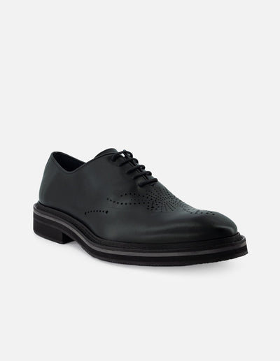 Oxford de piel con grabado tipo coco en color verde para hombre