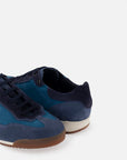 Sneaker en piel ante color azul con detalles en azul marino para hombre