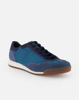 Sneaker en piel ante color azul con detalles en azul marino para hombre