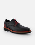 Blucher en piel napa color negro con detalles rojos y sombreado a mano para hombre