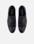 Zapato Oxford en piel napa color negro con puntera para hombre