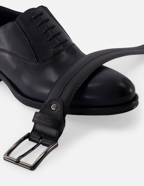 Zapato azul marino piel napa hombre con puntera