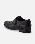 Monk de piel color negro con velcro para hombre