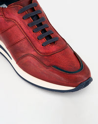 Deportivo +7 cm de altura en Piel Napa Pintada a Mano con Suela en Contraste