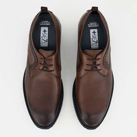 Zapato Blucher +7 cm de altura en Piel Napa con Grabado Geométrico y Suela de Goma Ultralight en Bloques de Color