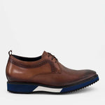 Zapato Blucher +7 cm de altura en Piel Napa con Grabado Geométrico y Suela de Goma Ultralight en Bloques de Color