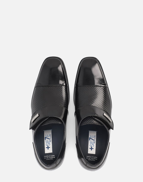 Monk color negro en piel de Flor antique