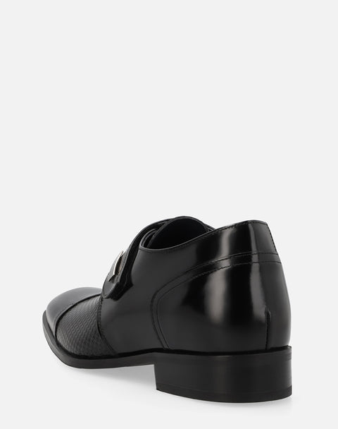 Monk color negro en piel de Flor antique