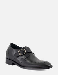 Monk color negro con hebilla en piel de ante