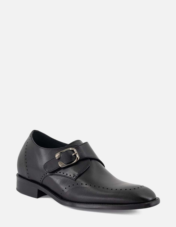 Monk color negro con hebilla en piel de ante