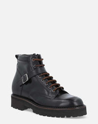 Bota de combate +SIE7E cm de altura color negro para hombre