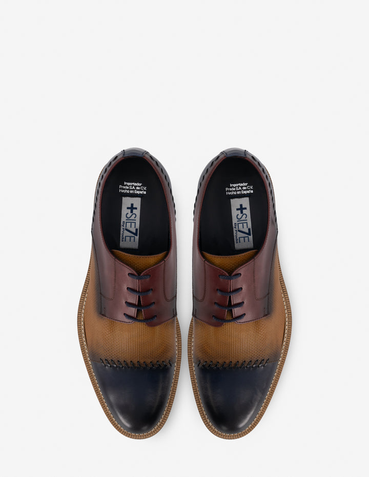 Blucher +7 cm de altura en piel napa multicolor para hombre