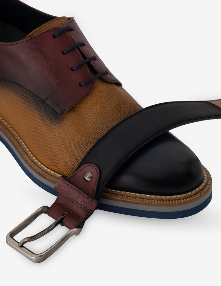 Blucher +7 cm de altura en piel napa multicolor para hombre