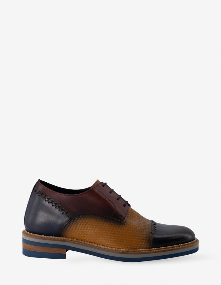 Blucher +7 cm de altura en piel napa multicolor para hombre