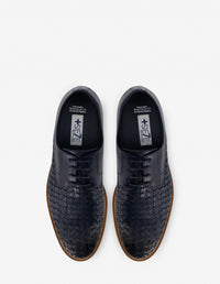 Blucher +7 cm de altura en piel trenzada color azul para hombre