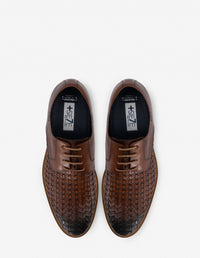 Blucher +7 de altura en piel trenzada color caoba para hombre