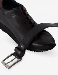 Tenis +7 cm de altura en piel color negro para hombre