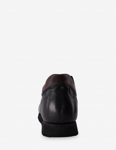 Tenis +7 cm de altura en piel color negro para hombre