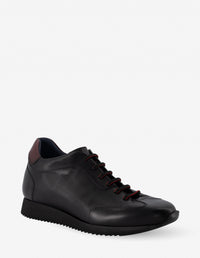 Tenis +7 cm de altura en piel color negro para hombre