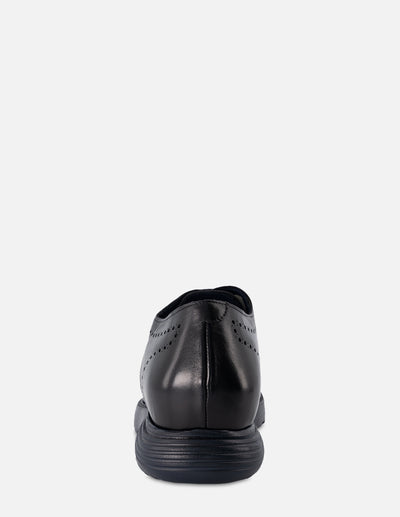 Oxford +7 cm de altura en piel color negro con picado para hombre