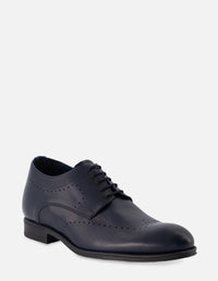 Zapato Blucher +7 cm de altura en piel color azul con picado para hombre