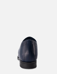 Zapato Blucher +7 cm de altura en piel color azul con picado para hombre