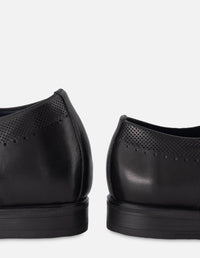 Zapato Blucher +7 cm de altura en piel color negro con picado para hombre