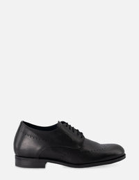 Zapato Blucher +7 cm de altura en piel color negro con picado para hombre