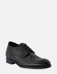 Zapato Blucher +7 cm de altura en piel color negro con picado para hombre