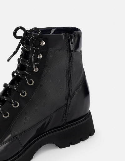 Botín de cordones  +7 cm de altura en piel florantik color negro para hombre
